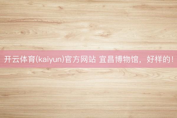 开云体育(kaiyun)官方网站 宜昌博物馆，好样的！