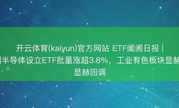 开云体育(kaiyun)官方网站 ETF阛阓日报 | 科创半导体设立ETF批量涨超3.8%，工业有色板块显赫回调