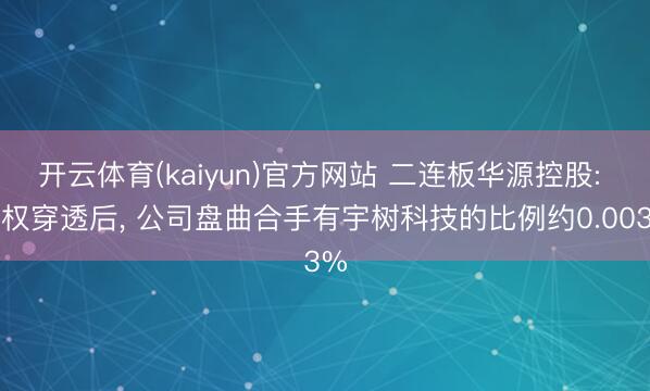 开云体育(kaiyun)官方网站 二连板华源控股: 股权穿透后， 公司盘曲合手有宇树科技的比例约0.003%