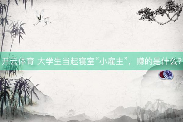 开云体育 大学生当起寝室“小雇主”,赚的是什么?