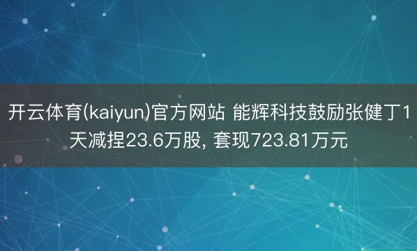 开云体育(kaiyun)官方网站 能辉科技鼓励张健丁1天减捏23.6万股, 套现723.81万元